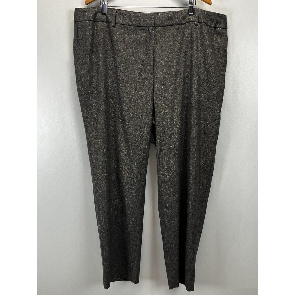 NEW! Talbots High Waist Straight Dress Pants 24W Plus Wool Blend Metallic Thread